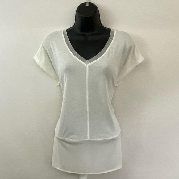 Bar III Tops - Bar III Cream Short Sleeve Blouse Size S I-52
